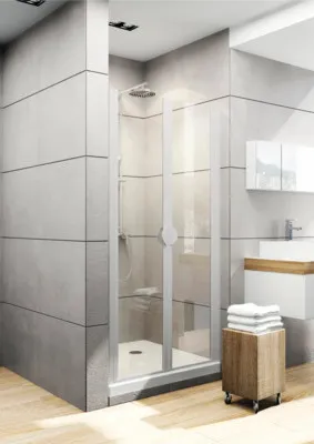 Produktbild von SCHULTE Pendeltür in Nische Lugano 75 x 180 cm Klarglas Profilfarbe aluminium