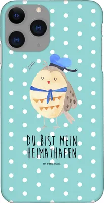 Produktbild von Mr. & Mrs. Panda Iphone 11 Pro Handyhülle Eule Matrose - Türkis Pastell - Geschenk, Ehe, Hochzeitstag, Verliebt, Premium Kunststoff, Handy Case, Owl