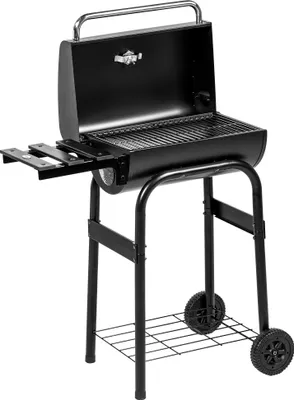 Produktbild von Holzkohlegrill Smoker mit Thermometer, 115 cm Schwarz, BBQ Grill mit Ablage