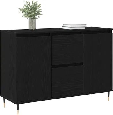 Immagine prodotto di Credenza vidaXL nera effetto rovere 101,5 x 35 x 70 cm in materiale derivato dal legno