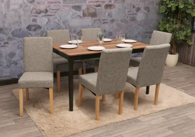 Obrázek produktu pro sada 6 jídelních židlí Kuchyňská židle Littau  Textil, šedá, světlé nohy