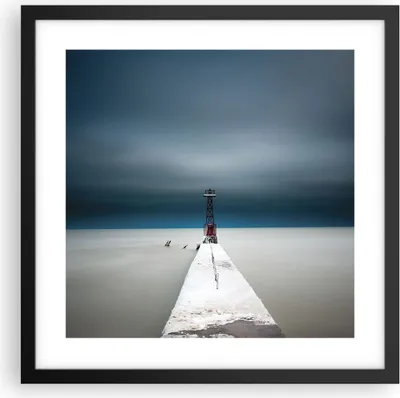 Produktbild von Gerahmtes Poster - Schwarzer Rahmen - Turm Strand Himmel - 40x40 cm - Wand Bild - Wanddeko - Wandbilder - Kunstposter - Wandposter - Bilderrahmen - Bilder - Kunstdruck - P2BAC40x40-4988