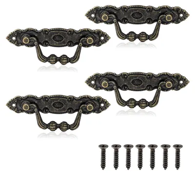 Produktbild von 4 Stück Vintage Möbelgriff aus Zinklegierung in Antik Bronze für Schubladen und Türen