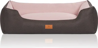 Produktbild von Knuffelwuff Hundebett Luke aus Velours mit feinem Handwebcharakter XL 105 x 75cm Schwarz-Rosa