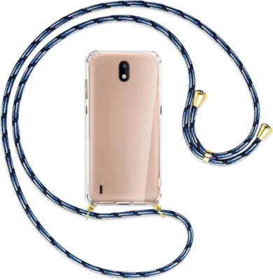 Produktbild von Handykette Backcover-Schutzhülle mit Band (Metall goldfarben) für Nokia 1.3 - Blautöne