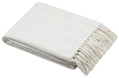 Produktbild von Decke Waffelstruktur Baumwolle Fransen Scarlett wollweiß 125x150cm
