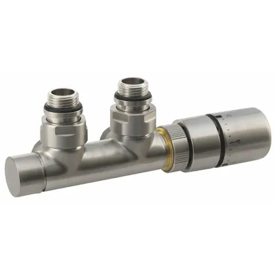 Obrázek produktu pro Připojovací sada termostatu TWIN pro středové připojení, matná nerezová ocel
