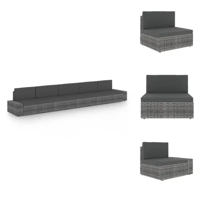 Immagine prodotto di vidaXL Set da salotto da giardino 5 pezzi con cuscini in poly rattan grigio - Set di mobili da giardino