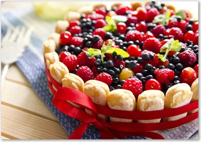 Produktbild von Tulup® Glas-Bild - 100 x 70 - Wandbild aus Glas - Wandkunst - Wandbild hinter gehärtetem Sicherheitsglas - Essen & Getränke - Waldfrüchte Kuchen - Mehrfarbig