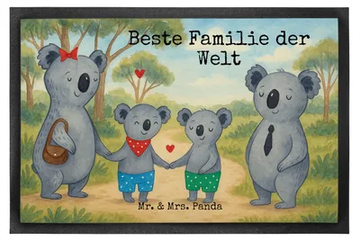 Produktbild von Mr. & Mrs. Panda Schmutzmatte Koala Familie zwei Design 50 x 75 cm - Weiß - Geschenk, Fussmatte, Muttertag, Zusammen, Schuhabstreifer, Türvorleger, Koalabär, fußmatte