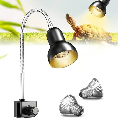 Produktbild von Reptilienlampe mit UVA Vollspektrum, Terrarium Wärmelampe 25W 50W, Doppellampenhalter, Timer, für Schildkröten, Bartagamen & Echsen