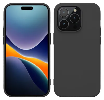 Produktbild von kwmobile Hülle für das iPhone 14 Pro Hülle - weiche gummierte TPU Silikon Handyhülle - stoßfeste Schützhülle für kabelloses Laden - Schwarz matt