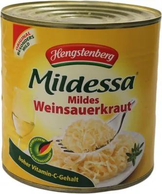 Produktbild von Hengstenberg Mildessa mildes Weinsauerkraut aus der Dose 2650g