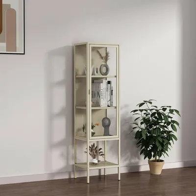 Immagine prodotto di Dmora Vetrina Laces 35x42x160h cm Bianco Panna, Apertura Battente 4 Vani
