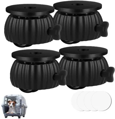 Produktbild von 4 Stück - Selbstklebende Mini-Tellerrollen - kleine universelle Rollen - für Möbel, Eimer, kleine Geräte und Schubladen - schwarz - 4×3cm