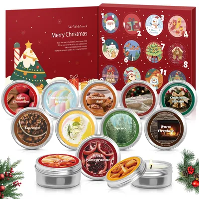 Adventskalender mit 12 Duftkerzen aus Sojawachs