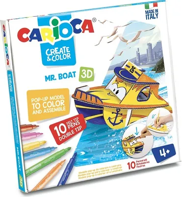 Image de Set créatif CARIOCA Pop-Up, bateau + 10 marqueurs