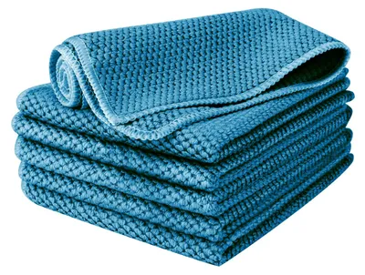 Produktbild von 6 Stück Mikrofasertücher, Poliertücher, Fenstertücher, Geschirrtücher, multifunktionale Mikrofasertücher, Größe 30x30cm (blau)
