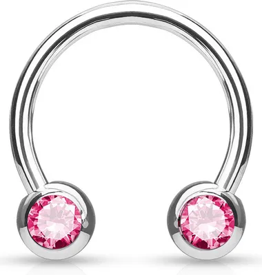 Produktbild von viva-adorno 1,2x10x4mm Hufeisen Piercing Chirurgenstahl 316L Frontkristall Brustpiercing Septumpiercing verschiedene Farben und Größen Z529,Rosa