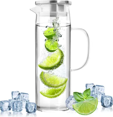 Produktbild von Glas Karaffe mit Deckel 1,5 l - Wasserkaraffe mit Deckel