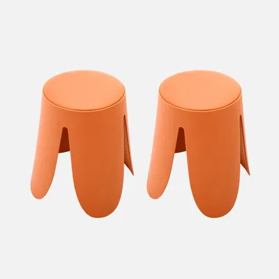 Produktbild von sweeek - 2er-Set stapelbare Hocker mit Kunstleder - Orange