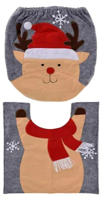 Produktbild von 2-teiliges Set Toilettensitzbezug im Weihnachtsdesign