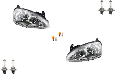 Productafbeelding van Johns, koplampen geschikt voor Opel Corsa C, modeljaren 07/03-12/09, geschikt voor benzine- en dieselmotoren, inclusief lampen. Set bestaande uit een linker- en een rechterkoplamp.