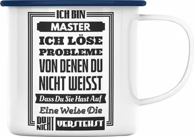 Produktbild von Trendation - Master Prüfung Emaille Tasse bestanden Geschenk Abschluss Masterarbeit Exam Prüfung (Blau)