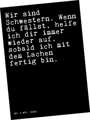 Produktbild von Mr. & Mrs. Panda Grußkarte Wir sind Schwestern. Wenn... - Schwarz - Geschenk, Fotokarte, Sprüche, Schwestern, Schwester, Spruch Weisheiten Zitate Lustig Weisheit Worte