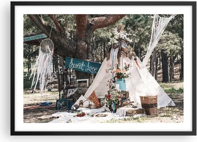 Produktbild von Gerahmtes Poster - Schwarzer Rahmen - Jungvermählten Liebe Landschaft - 70x50 cm - Wand Bild - Wanddeko - Wandbilder - Kunstposter - Wandposter - Bilderrahmen - Bilder - Kunstdruck - P2BAA70x50-4642
