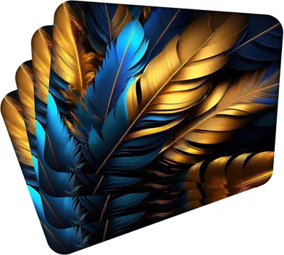 Obrázek produktu pro Sada 4 prostírání 40x30 cm Leaves with Gold 2 prostírání Omyvatelné - žáruvzdorný korkový podklad odolává teplotám do 100 °C