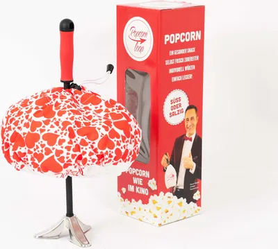 Produktbild von Der Popcornloop mit Herz Haube - Popcornmaschine für Popcorn Mais Zuhause Kino Retro Heimkino Popcornmaker Popcornzubereiter Popcorn Maker