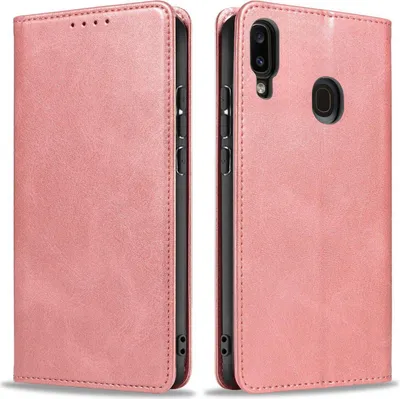 Produktbild von Handyhülle für Samsung Galaxy A40 Kunstleder Flip Cover Hülle Handytasche Case Kartenfach Farbe: Rosa