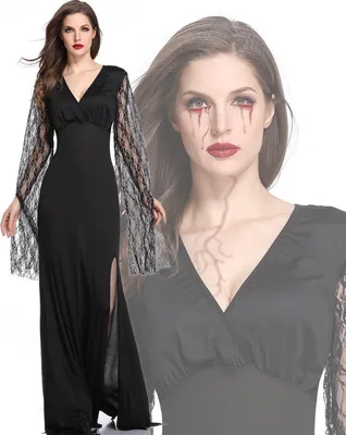 Produktbild von Halloween Tod Geisterbraut Hexe Teufel Vampir Uniformkleid Dunkel V Schwarz Ski Party