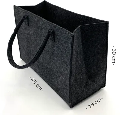 Produktbild von heimtexland ® Allzweck Filztasche Shopper Tragetasche Filz Einkaufstasche Einkaufskorb Kaminholz Korb Aufbewahrung XL Tasche Typ717 Anthrazit