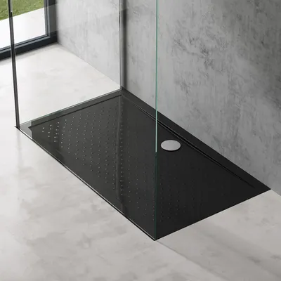 Image de doporro Bac à douche 80x140 Receveur de Douche Antiglisse Rectangulaire Noir Lucia02AR 80x140x4 +Bonde AL02