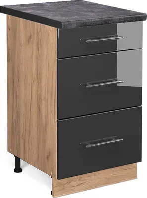 Produktbild von Küchenunterschrank Vicco Fame-Line Anthrazit Hochglanz 50 cm , AP Anthrazit, Model 46208