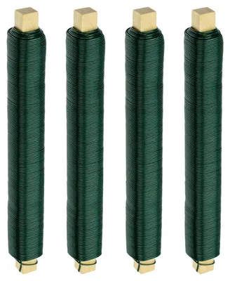 Image de ECENCE - Lot de 4 spires en fil de fer pour fleurs, fil de bricolage galvanisé, couleur verte, 0,65 mm, 35 mètres