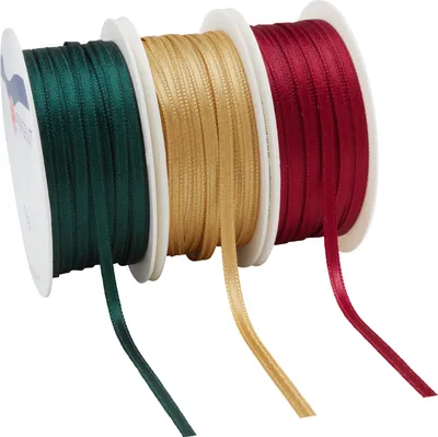 Produktbild von VBS Satinband "Christmas Time", 3er-Set, 3 mm, Rolle à 10 m