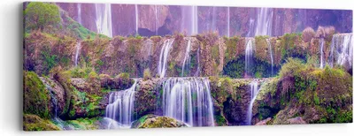 Produktbild von Bild auf Leinwand - Leinwandbild - Wasserfall Natur - 90x30cm - Wand Bild - Wanddeko - Wandbilder - Leinwanddruck - Bilder - Kunstdruck - Wanddekoration - Leinwand bilder - Wandkunst - AB90x30-3893