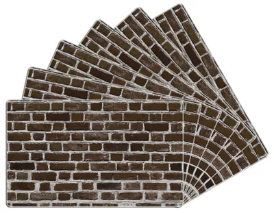 Produktbild von Wallario Frühstücksbrettchen 6er Set aus Glas, je 14 x 23 cm, mit rutschfesten Füßen, Motiv Ziegelsteinwand in braun - Backsteine