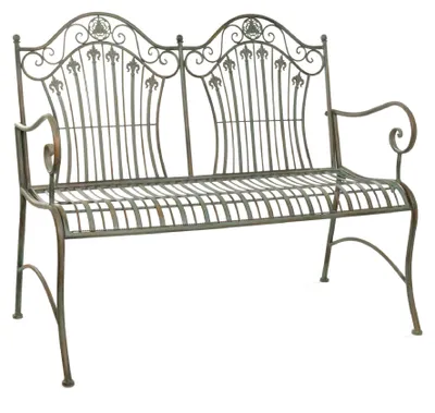 Zdjęcie produktu dla Ławka ogrodowa Moritz 113 cm, metalowa, dwuosobowa, w kolorze antycznej zieleni – odporna na warunki atmosferyczne, do ogrodu, na taras, balkon, w stylu rustykalnym
