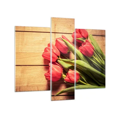 Produktbild von Bilder auf glas - Tulpen Blumenstrauß Sommer Garten - 95x80cm - Glasbilder - Wandbilder - Kunstdruck - zum Aufhängen bereit - Wanddekoration aus Glas - Glas Bilder - Wandbild auf Glas - GCB95x80-2867