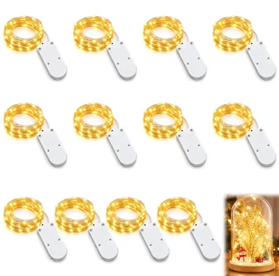 6er-Set LED-Lichterketten, 2 m, 20 LEDs, batteriebetrieben, weiß