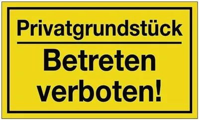 Produktbild von Hinweiszeichen Privatgrundstück/Betreten verboten! L250xB150mm gelb schwarz Ku.