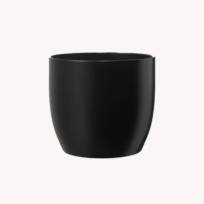 Produktbild von Blumentopf Übertopf BASEL Pflanztopf matt schwarz rund Keramik H 26 Ø 27 cm