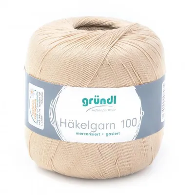 Produktbild von Gründl Häkelgarn 100 Filethäkeln 100% Baumwolle 100g/566m NS 1,5-2 mm Stärke 10 sand (103)