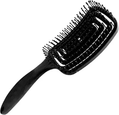 Immagine prodotto di INF Spazzola ergonomica curva ventilata per massaggio del cuoio capelluto Nero