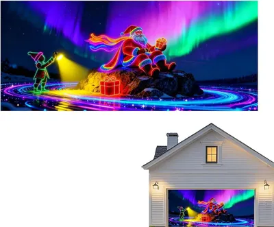 Image de Bannière de Noël pour porte de garage avec effet phosphorescent