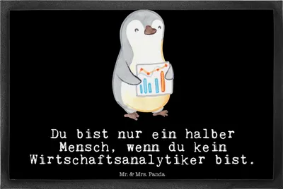 Produktbild von Mr. & Mrs. Panda Schmutzmatte Wirtschaftsanalytiker Herz 40 x 60 cm - Schwarz - Geschenk, Bodenvorleger, Fussmatte, Schmutzfangmatte, Schmutzfänger, fußmatte, Türvorleger